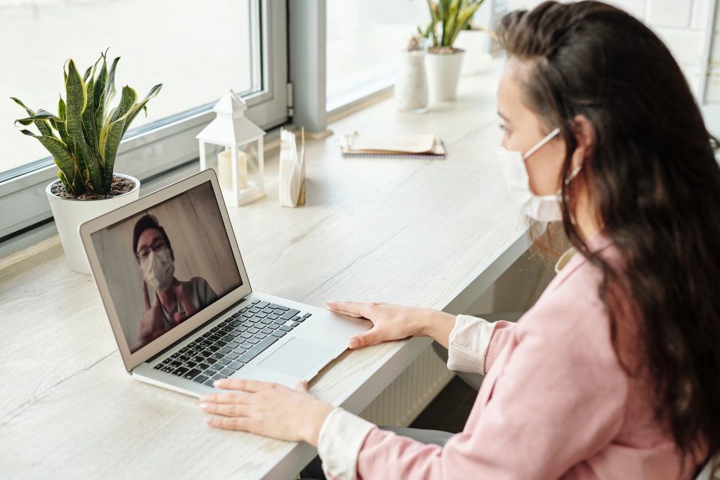 Woman having a video call