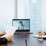 A man in virtual meeting