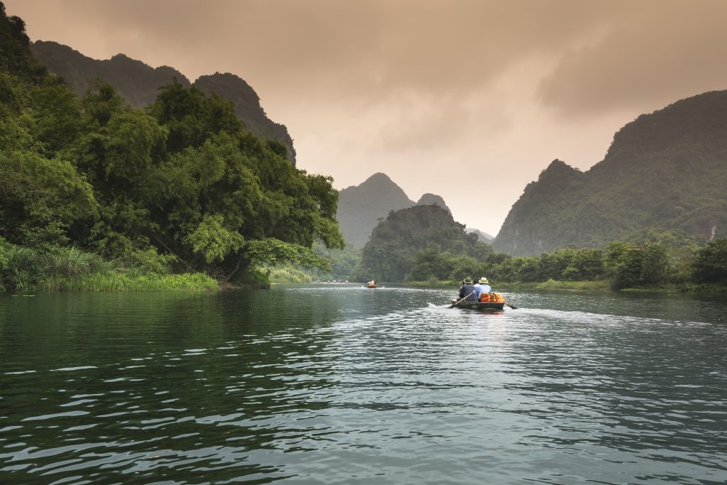 People riding a boat